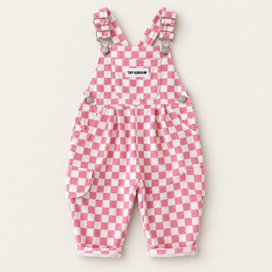 Tiny Human Check Overalls 🩷
