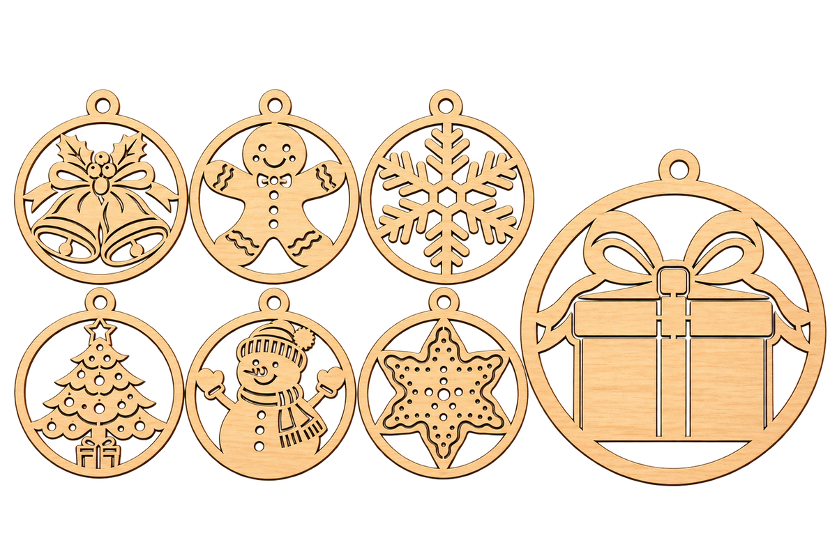 Wooden Christmas Ornaments | Laser Cut Tree Decorations