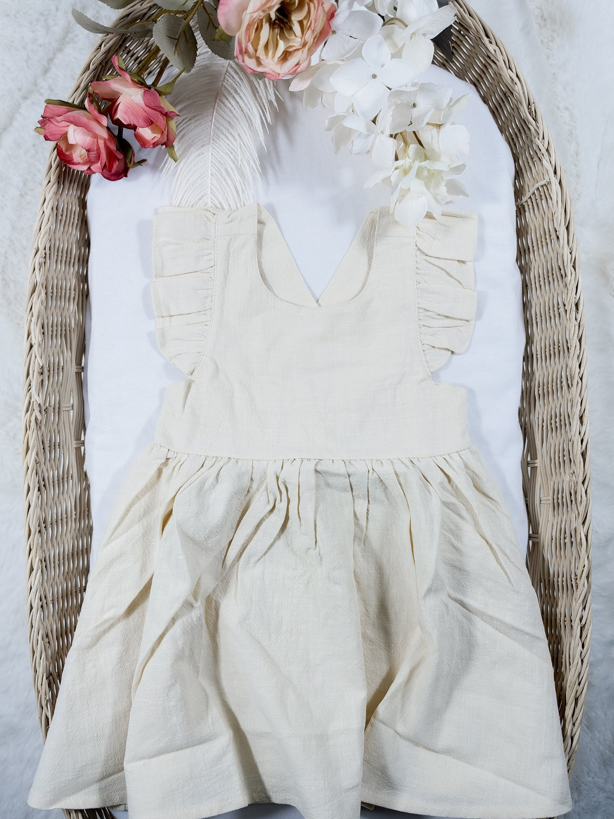 Yellow Cream Ruffle Dress 🤍