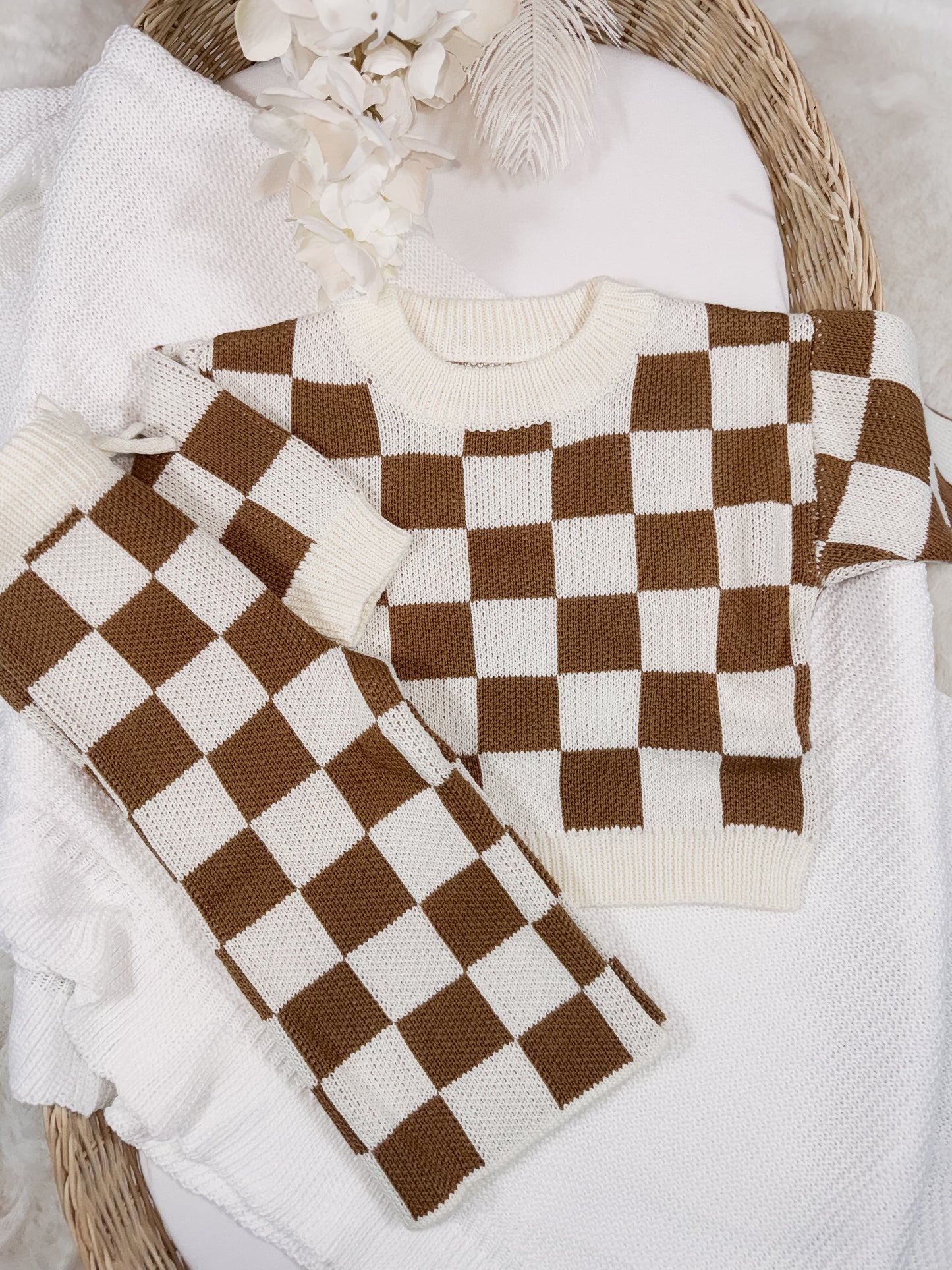 Little Wrangler Knit Set – Chocolate Check 🤠