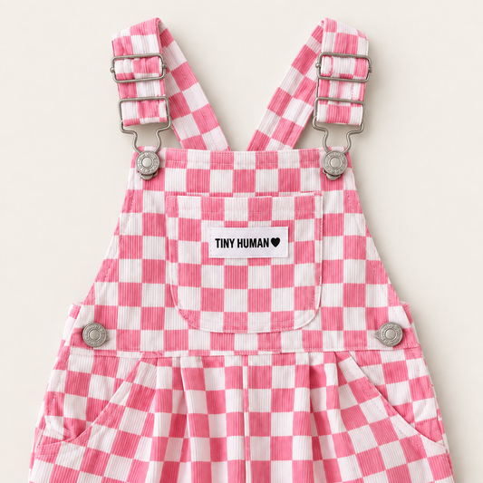 Tiny Human Check Overalls 🩷