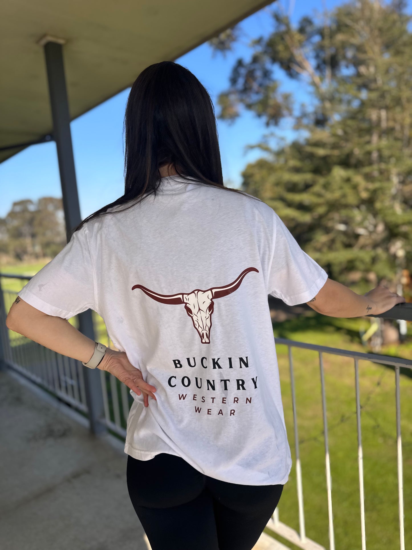 Buckin Country Skull Head Tshirt
