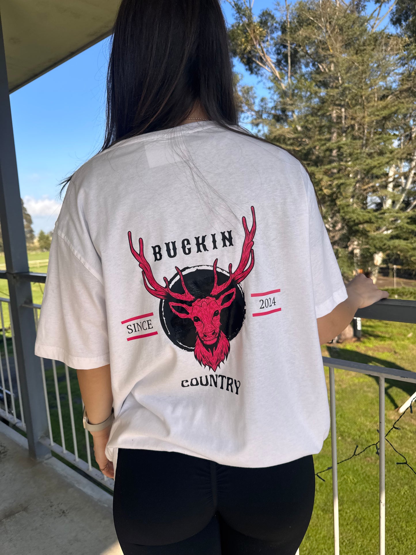 Buckin Country Deer Head Tshirt