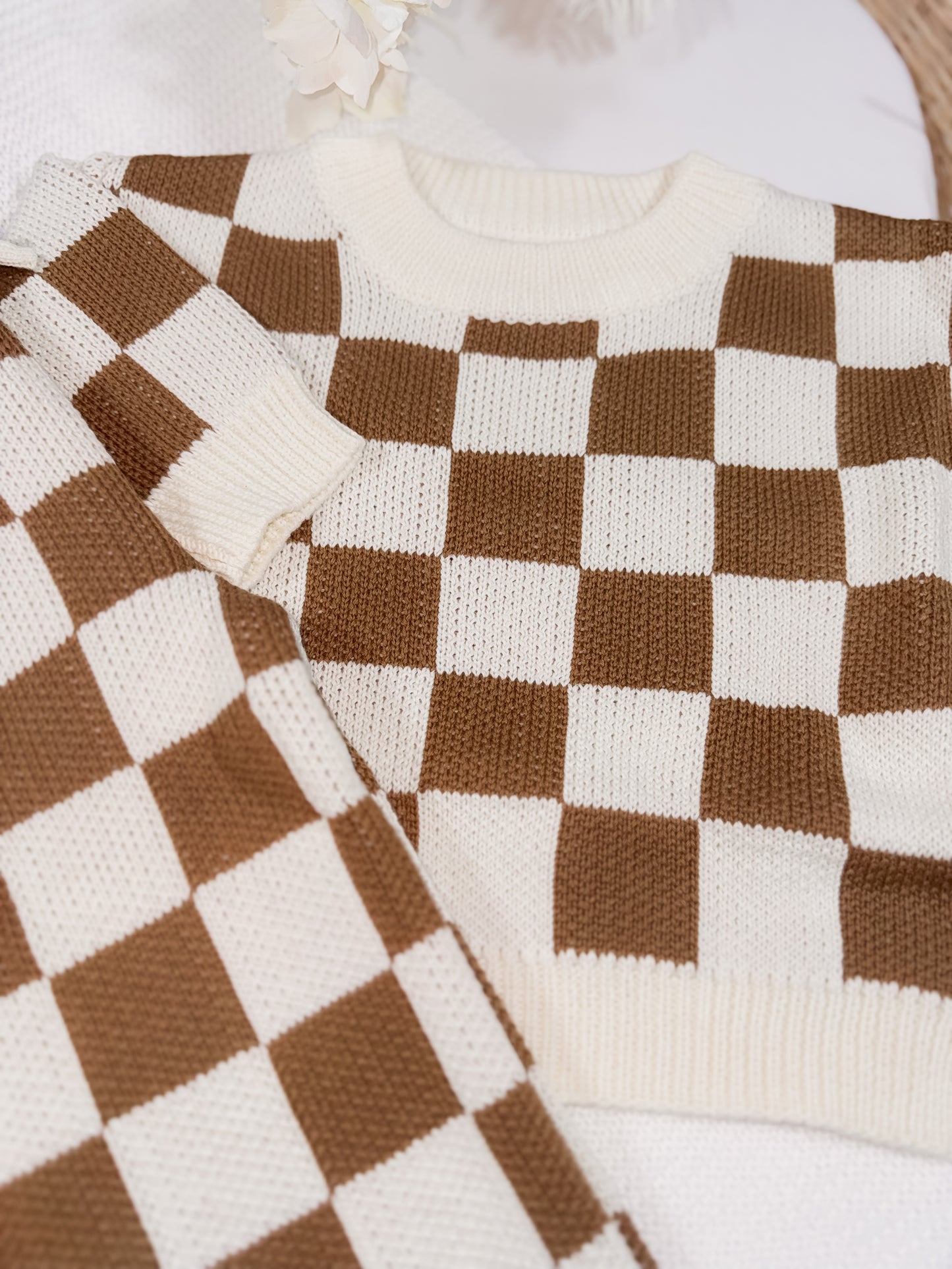 Little Wrangler Knit Set – Chocolate Check 🤠