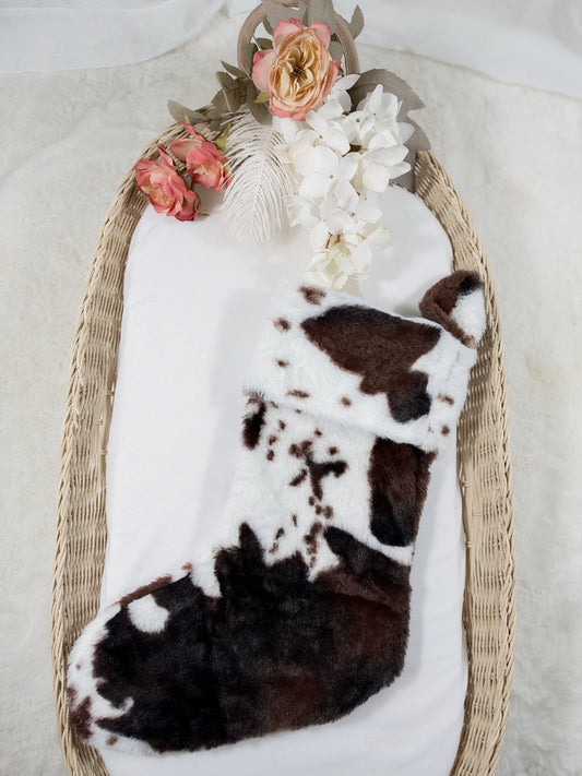 White cow print Christmas stocking