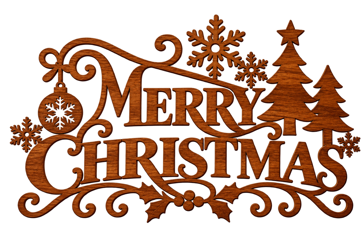 Merry Christmas Wooden Sign | Laser Cut Festive Décor