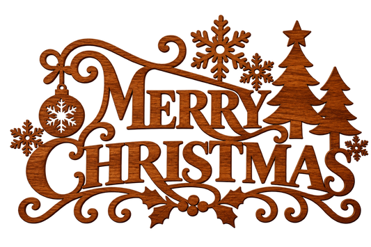 Merry Christmas Wooden Sign | Laser Cut Festive Décor
