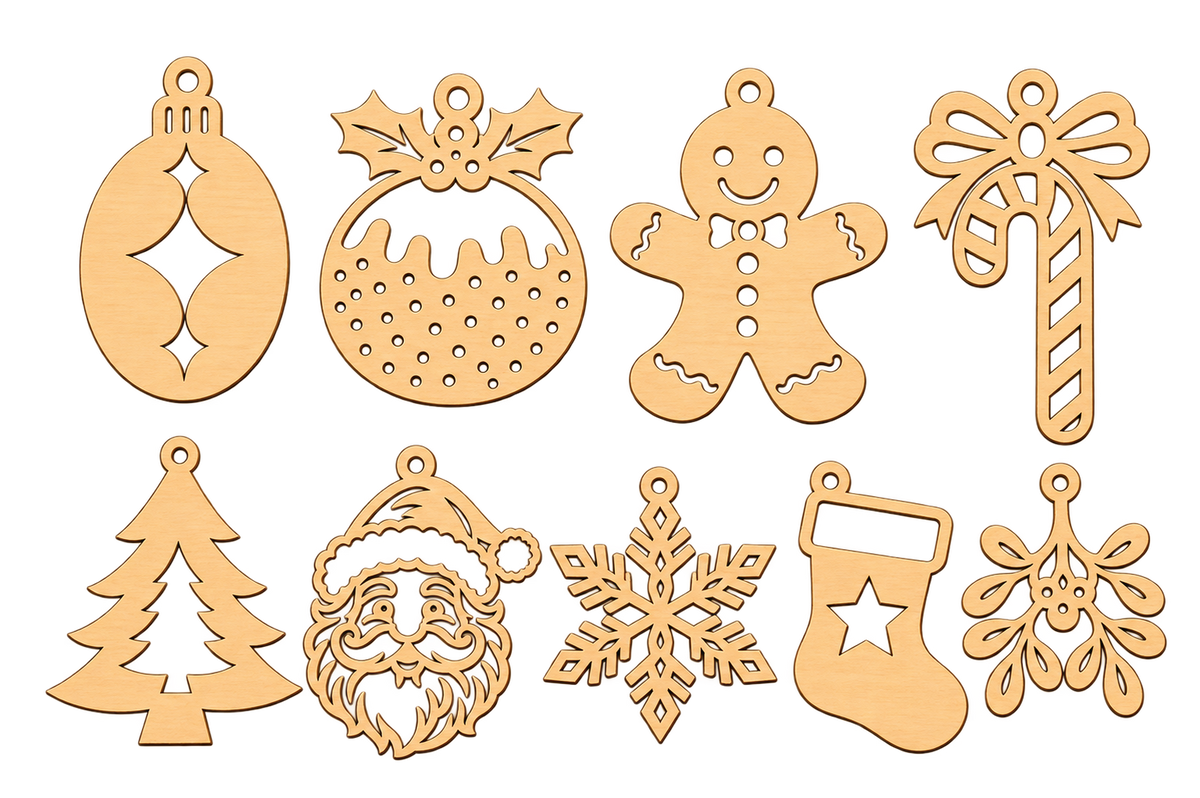 Wooden Christmas Ornaments | Laser Cut Tree Decorations