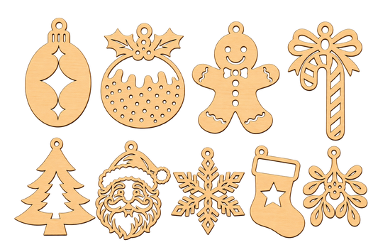 Wooden Christmas Ornaments | Laser Cut Tree Decorations